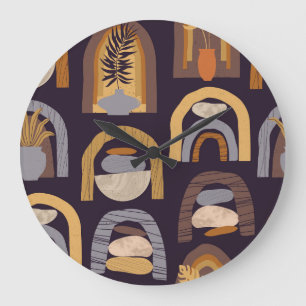 Bohemian Abstract: Minimalist Vintage Charm. Large Clock