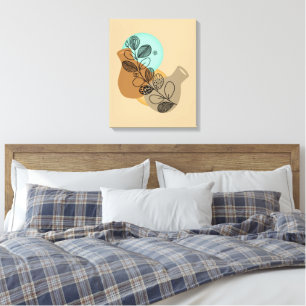 BOHEMIAN ABSTRACT MINIMALIST WITH BLACK LEAF CANVAS PRINT