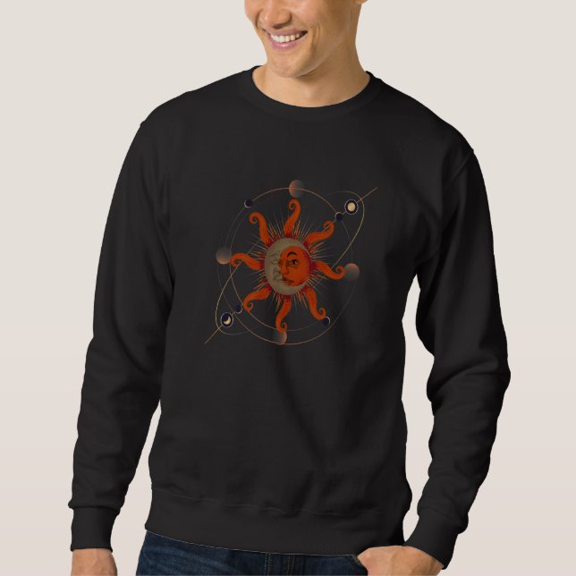 Bohemian Aesthetic Boho Sun Crescent Moon Universe Sweatshirt (Front)