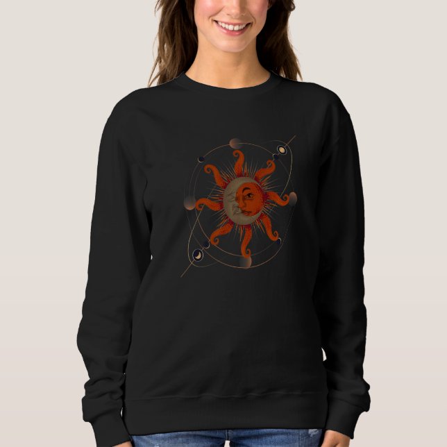 Bohemian Aesthetic Boho Sun Crescent Moon Universe Sweatshirt (Front)