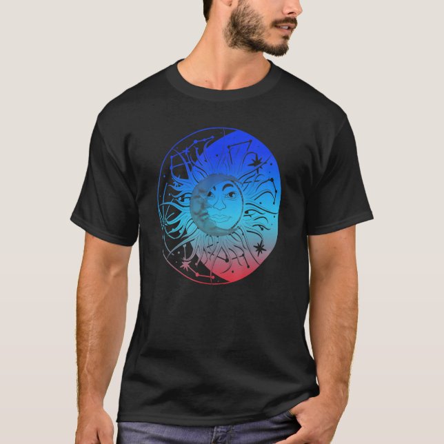 Bohemian Aesthetic Crescent Moon Astronomy Sun Ast T-Shirt (Front)