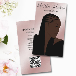 Bohemian Afro American Braids Braiding QR Code Business Card