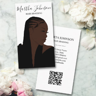 Bohemian Afro American Braids Braiding QR Code Business Card