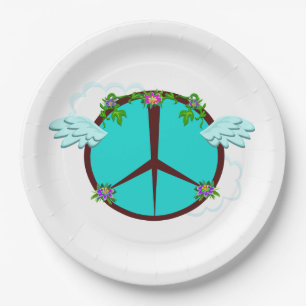 Bohemian Angel Wings Peace Symbol Paper Plate