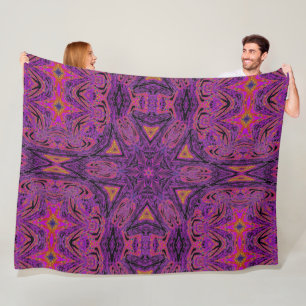 Bohemian Apple Blossom Purple Dream Cosy Fleece Blanket