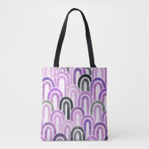 Bohemian arch fish scale painted pattern tote bag