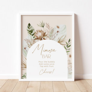 Bohemian arch pampas grass mimosa bar poster