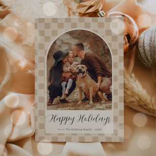 Bohemian Arch Script Christmas Holiday Photo Card 
