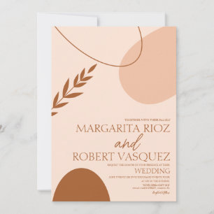 Bohemian Arch Shapes Tan Terracotta Wedding Invitation