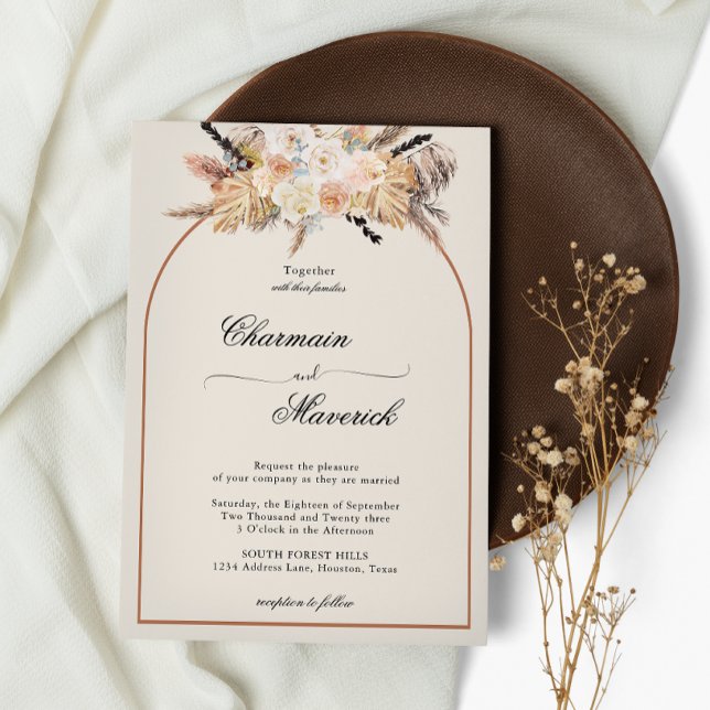 Bohemian Arch Terracotta Wedding Invitation (Creator Uploaded)