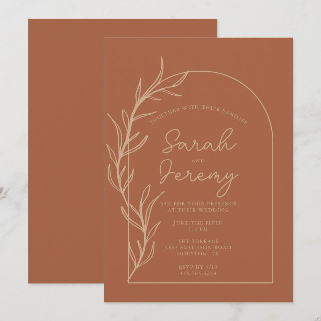 Bohemian Arched Terracotta Wedding | Invitation (Front/Back)