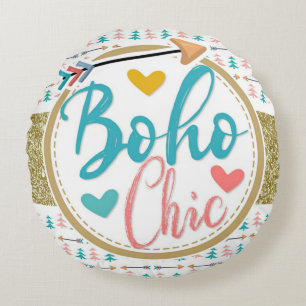 Bohemian Arrows Tribal Girls Chic Nursery Round Cushion