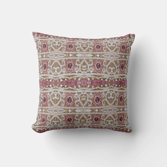 bohemian art deco fashion wine red burgundy  cushion (Front)