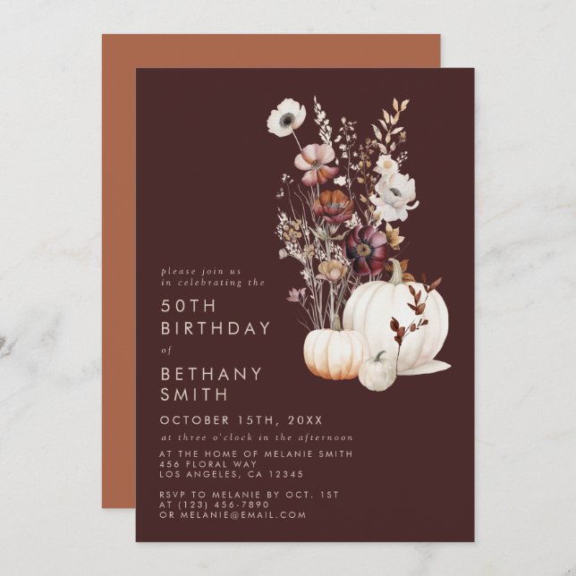 Bohemian Autumn Birthday Party Invitation (Front/Back)