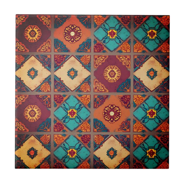 Bohemian Autumn Ceramic Tile (Front)