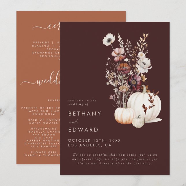 Bohemian Autumn Wedding Programme (Front/Back)