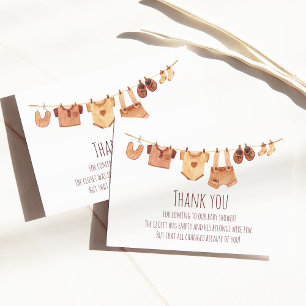 Bohemian Baby Clothes Baby Shower Thank You Card