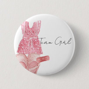 Bohemian Baby Clothes Team Girl Gender reveal 6 Cm Round Badge