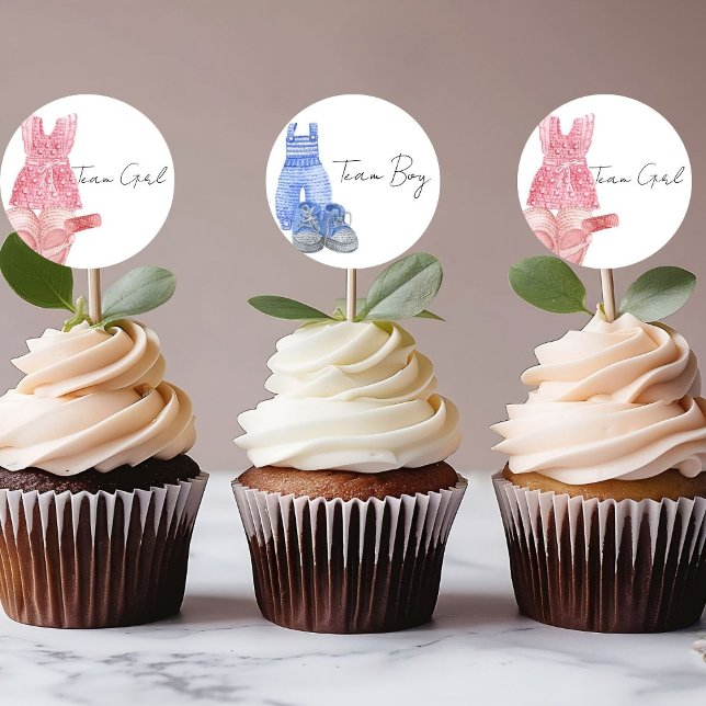 Bohemian Baby Clothes Team Girl Gender reveal Classic Round Sticker (Creator Uploaded)