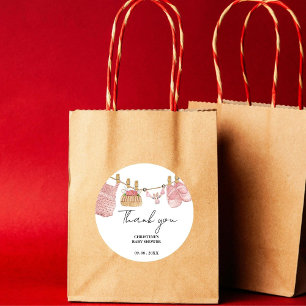 Bohemian Baby Clothes Thank you Baby Shower Classic Round Sticker