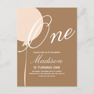 Bohemian Balloon First Birthday Party Invitation Postcard