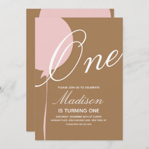 Bohemian Balloon Turning One Birthday Party Invitation
