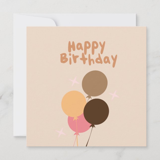 Bohemian Balloons Happy Birthday Card (Front)