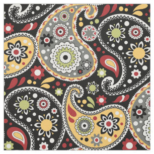 Bohemian Baroque Autumn Colors Paisley Print Fabric