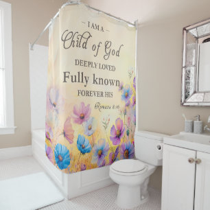 Bohemian Bible Verse Floral Shower Curtain
