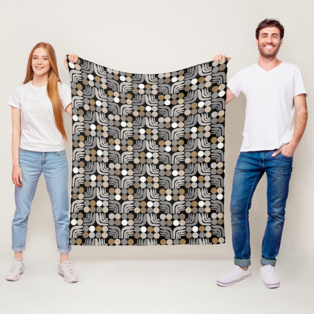 Bohemian Black Grey Fleece Blanket (In Situ)