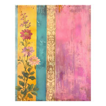 Bohemian Bloom – Wildflowers on Striped Canvas