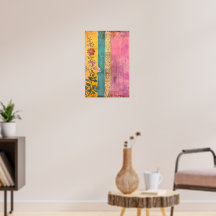 Bohemian Bloom – Wildflowers on Striped Canvas