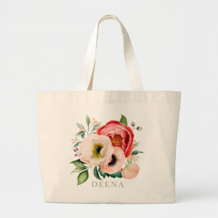 Bohemian Blooms Bouquet Personalised Large Tote Bag