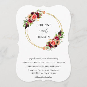 Bohemian Blooms Gold Hoops Wedding Invitation