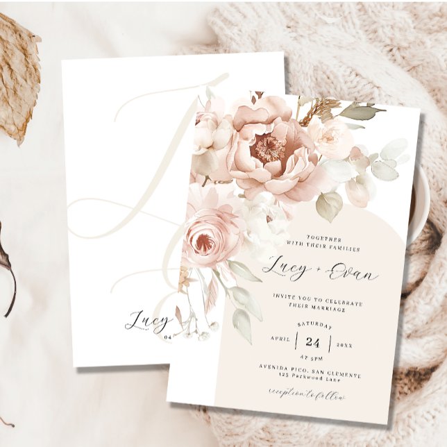 Bohemian Blooms Modern Arch Boho Wedding Invitation (Creator Uploaded)