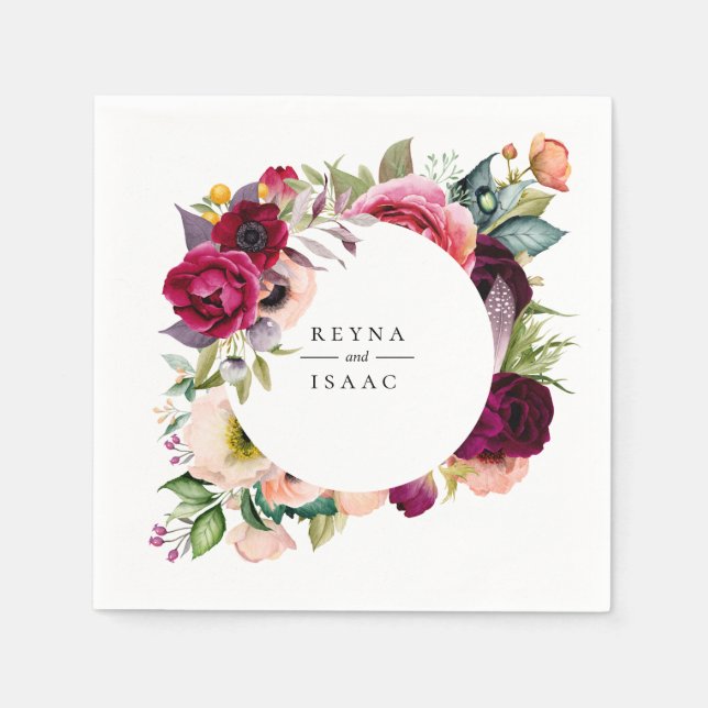 Bohemian Blooms Personalised Paper Napkins (Front)