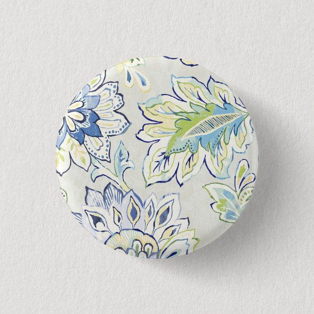 Bohemian Blue Flower 3 Cm Round Badge (Front)
