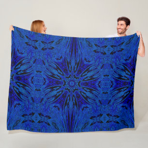 Bohemian Blue Rose Floral Pattern Cosy Fleece Blanket