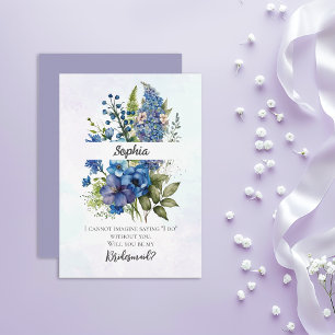 Bohemian Blue-Violet Bridesmaid Proposal Invitation