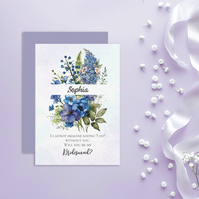 Bohemian Blue-Violet Bridesmaid Proposal Invitation (Creator Uploaded)