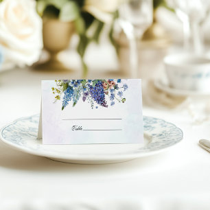 Bohemian Blue-Violet Floral Wedding Place Card