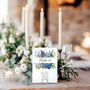 Bohemian Blue-Violet Floral Wedding Table Number