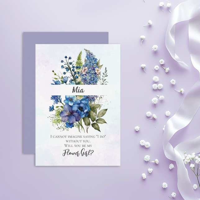 Bohemian Blue-Violet Flower Girl Proposal Invitation (Creator Uploaded)