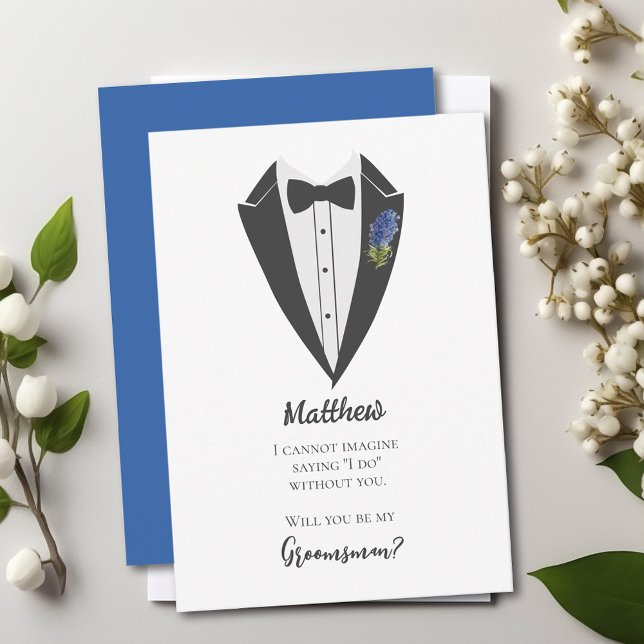 Bohemian Blue-Violet Groomsman Proposal Invitation (Creator Uploaded)