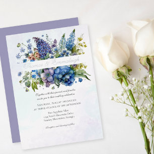 Bohemian Blue-Violet Watercolor Florals Wedding