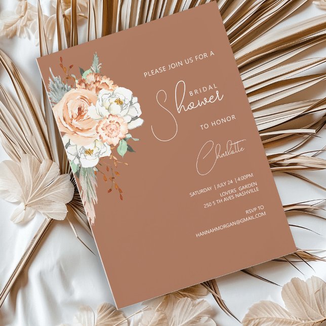 Bohemian Blush Brown Greenery   Invitation (Creator Uploaded)