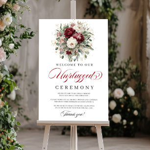Bohemian Blush Burgundy Unplugged Ceremony Poster