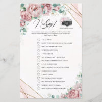 Bohemian blush floral eucalyptus gold frame I Spy