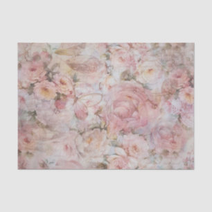 Bohemian blush pink collage floral typography tissue paper