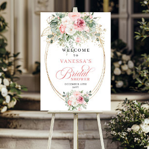 Bohemian Blush Roses Bridal Shower Welcome Poster